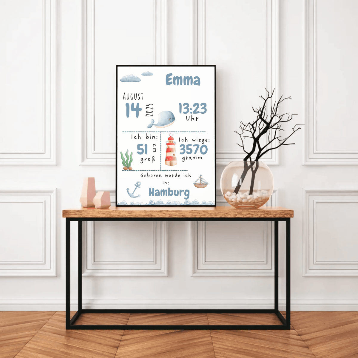 Personalisiertes Geburtsposter mit Wald- & Meerestieren – mit Namen & Geburtsdaten Little Mathilda Little Mathilda Poster