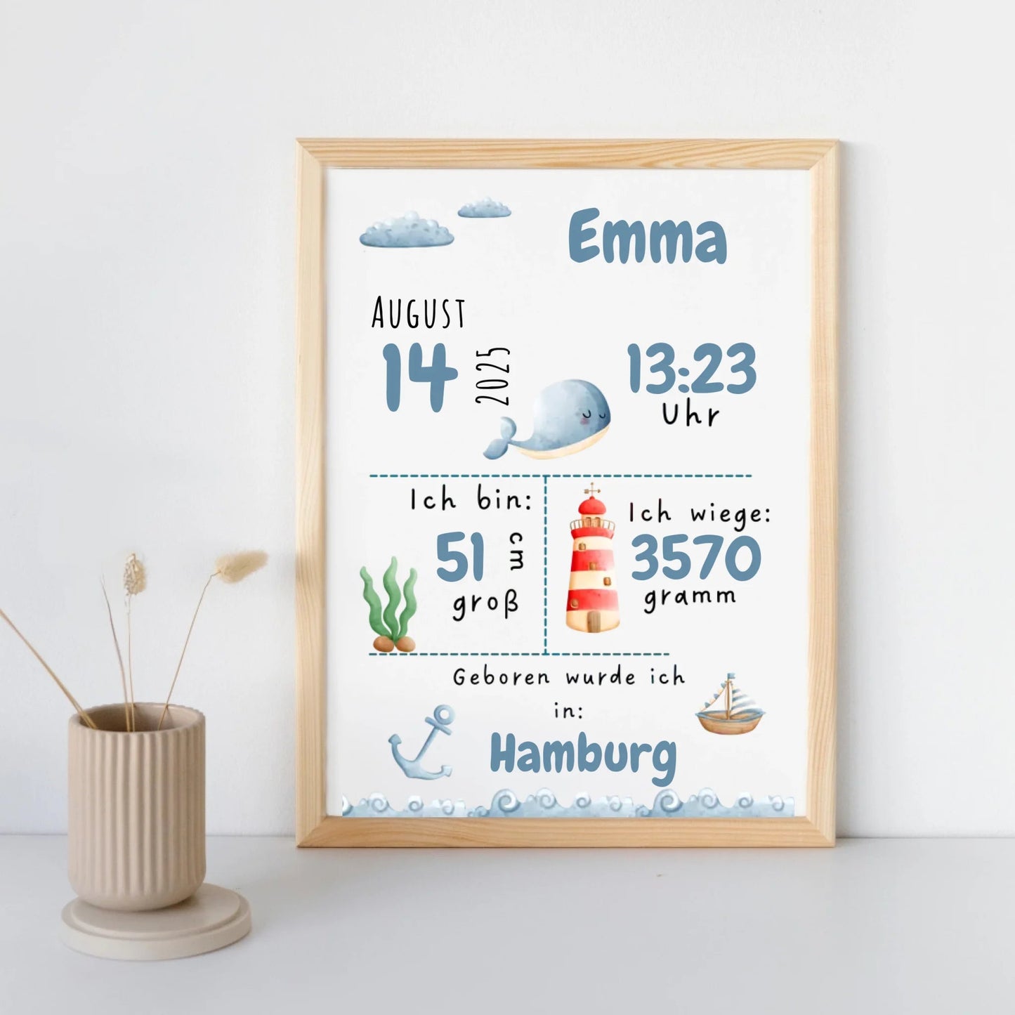 Personalisiertes Geburtsposter mit Wald - & Meerestieren – mit Namen & Geburtsdaten Little Mathilda Little Mathilda Poster