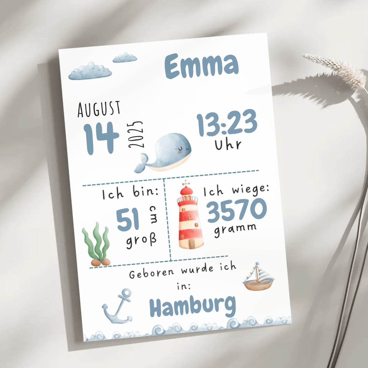 Personalisiertes Geburtsposter mit Wald- & Meerestieren – mit Namen & Geburtsdaten Little Mathilda Little Mathilda Poster