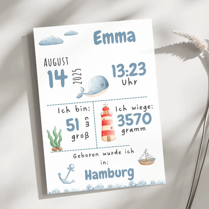 Personalisiertes Geburtsposter mit Wald- & Meerestieren – mit Namen & Geburtsdaten Little Mathilda Little Mathilda Poster