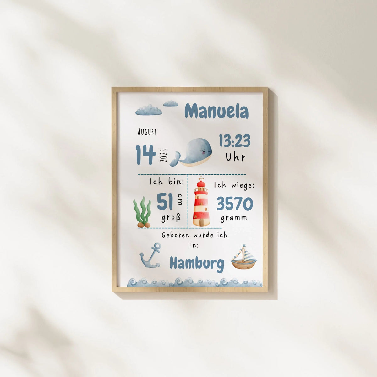 Personalisiertes Geburtsposter mit Wald- & Meerestieren – mit Namen & Geburtsdaten Little Mathilda Little Mathilda Poster