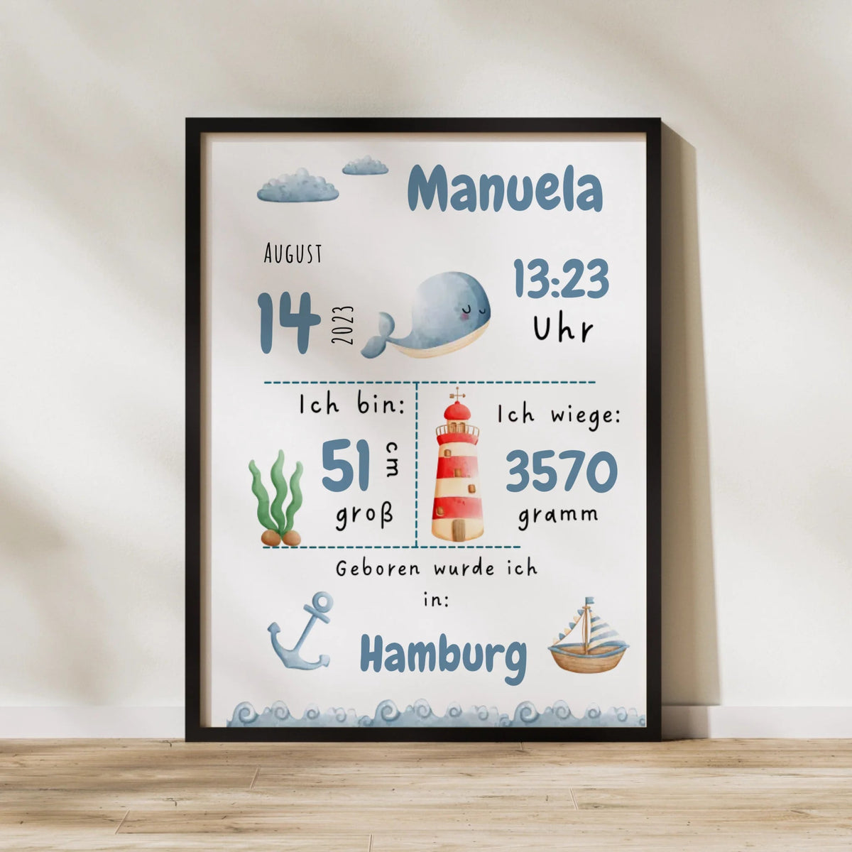 Personalisiertes Geburtsposter mit Wald- & Meerestieren – mit Namen & Geburtsdaten Little Mathilda Little Mathilda Poster