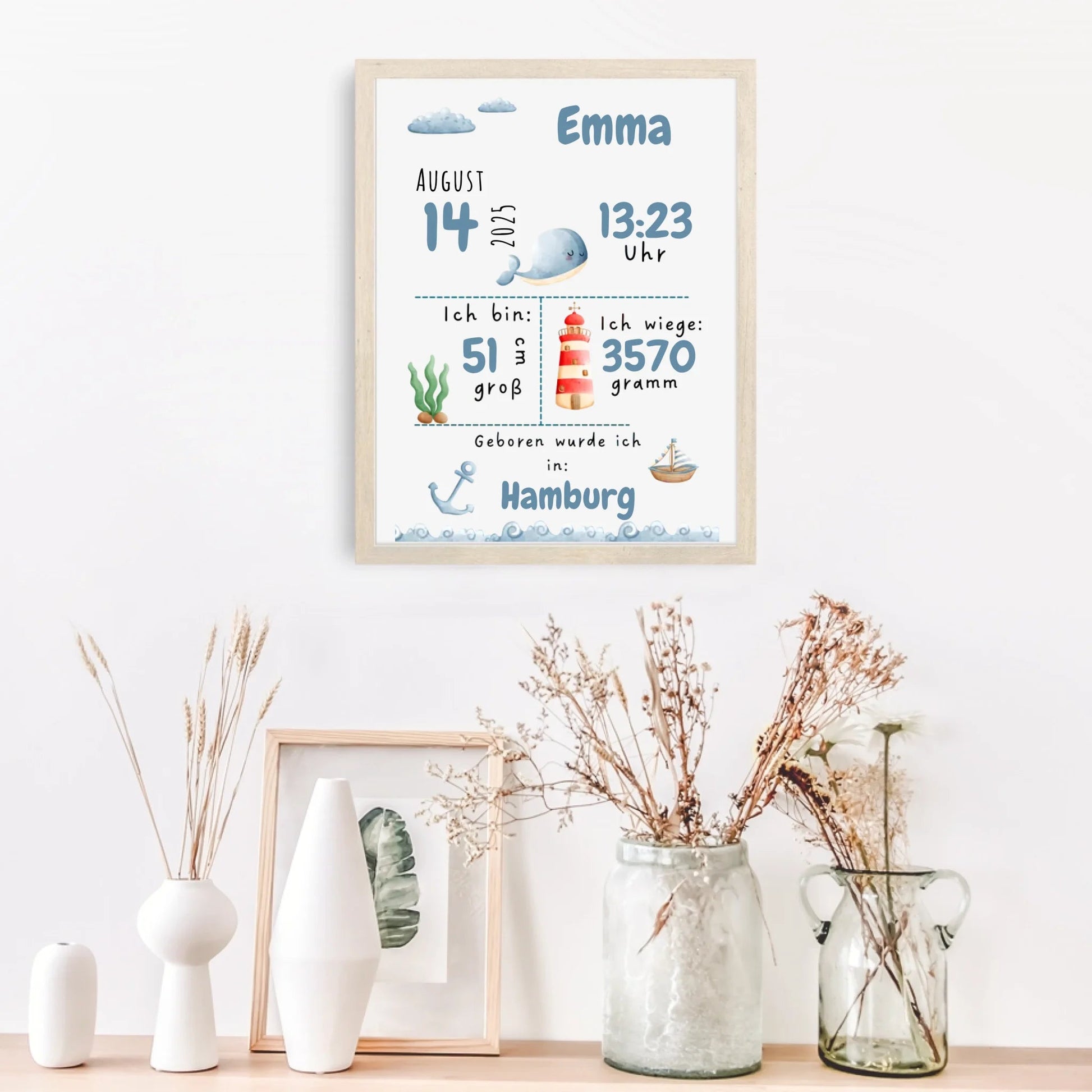 Personalisiertes Geburtsposter mit Wald - & Meerestieren – mit Namen & Geburtsdaten Little Mathilda Little Mathilda Poster