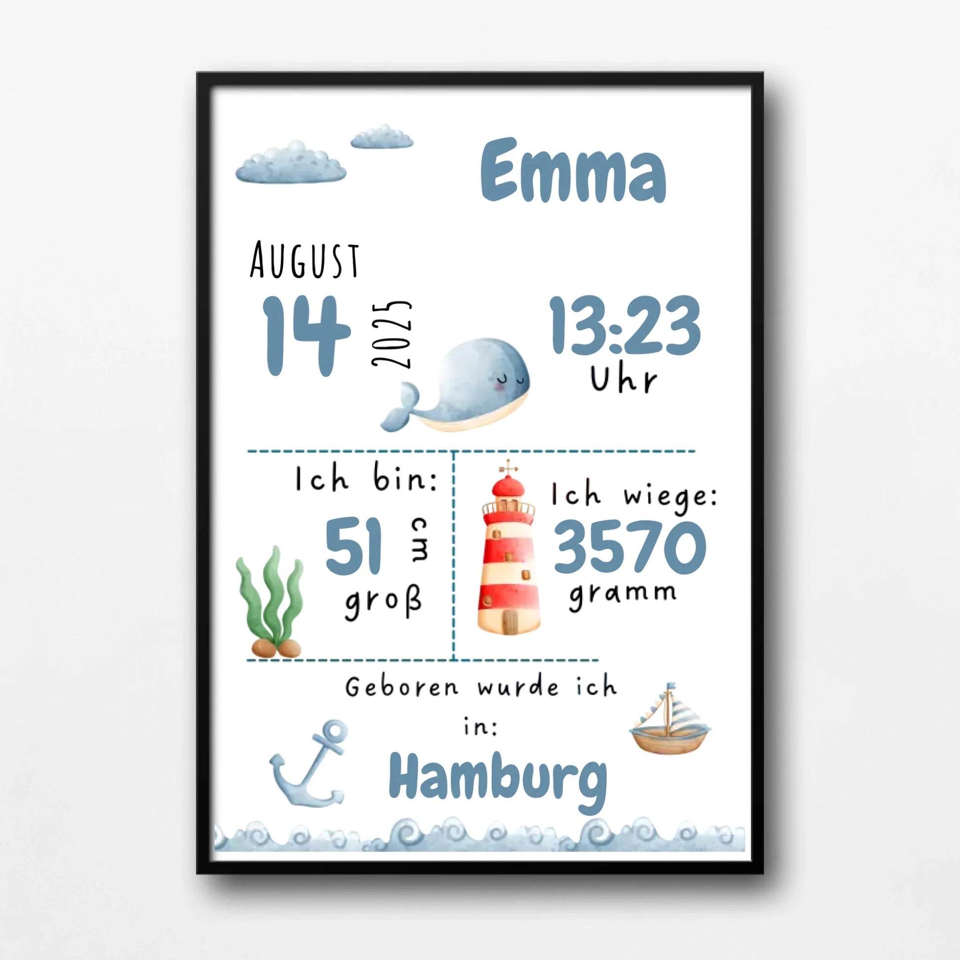 Personalisiertes Geburtsposter mit Wald - & Meerestieren – mit Namen & Geburtsdaten Little Mathilda Little Mathilda Poster
