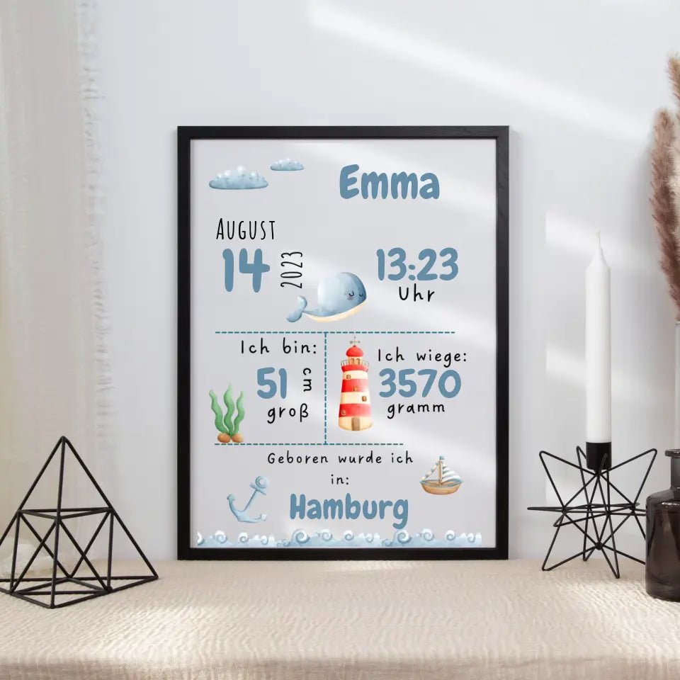 Personalisiertes Geburtsposter Waldtiere und Meerestiere Little Mathilda Little Mathilda Poster