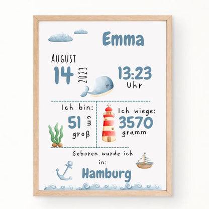 Personalisiertes Geburtsposter Waldtiere und Meerestiere Little Mathilda Little Mathilda Poster