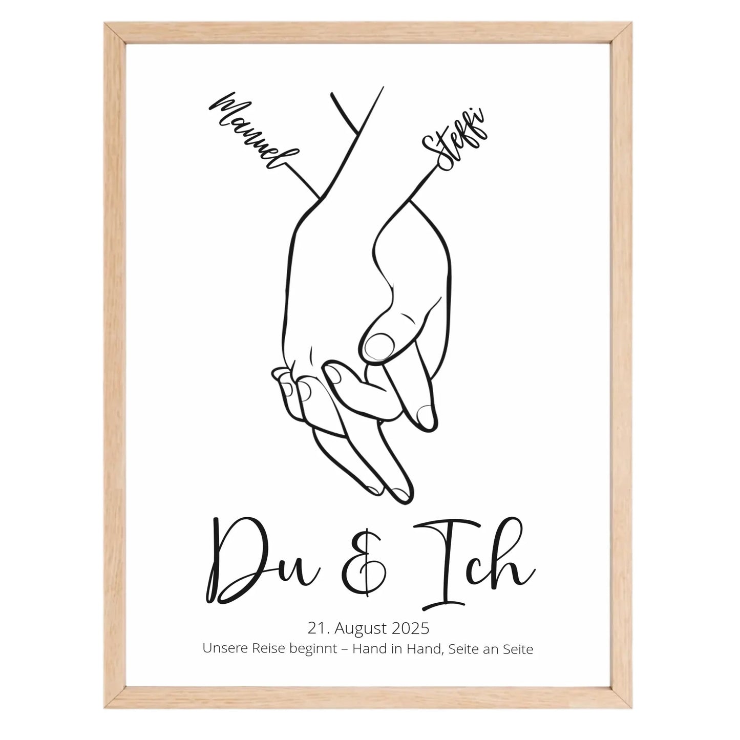 Personalisiertes Geschenk zur Hochzeit – Du & Ich Poster mit Handzeichnung und individuellem Hochzeitsdatum
