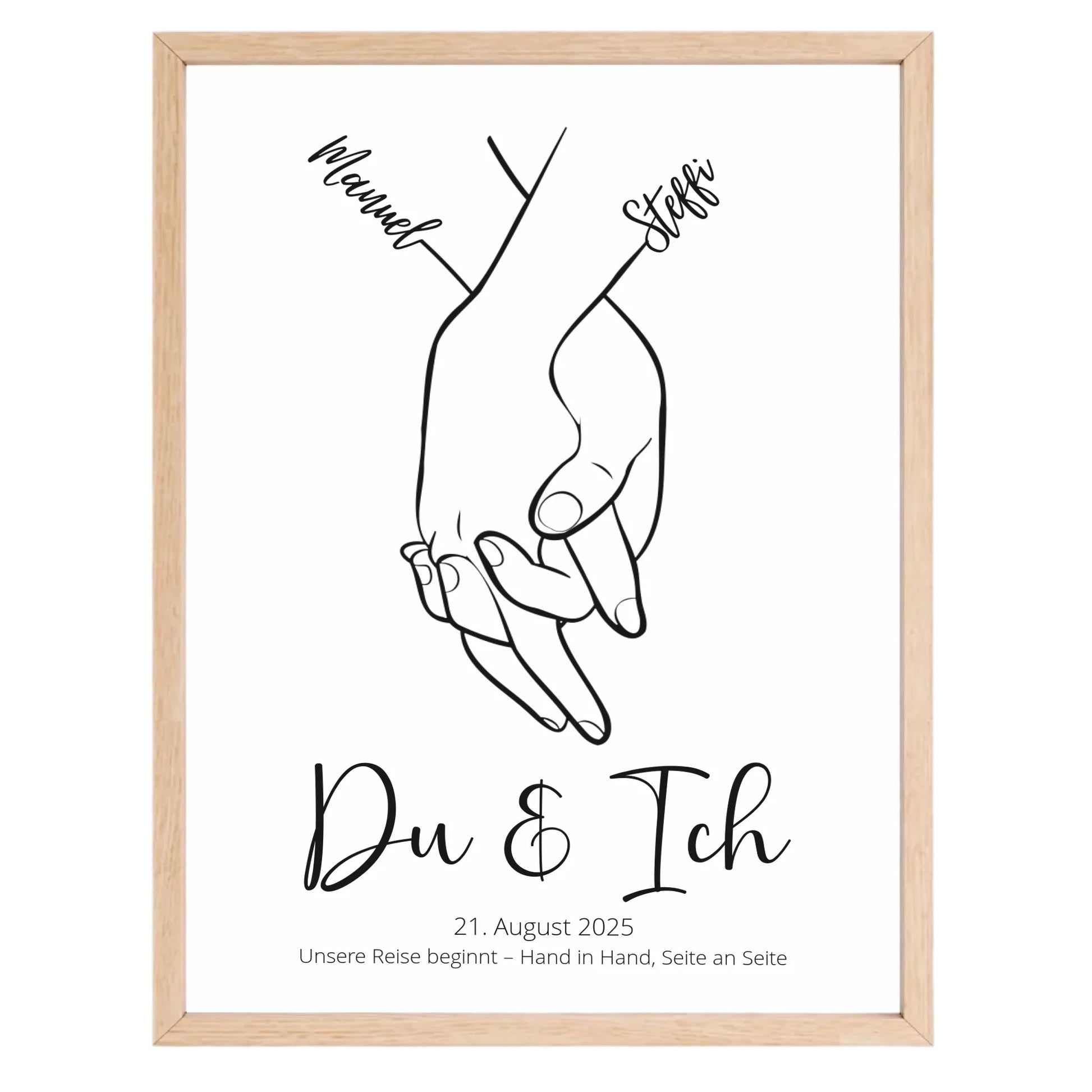 Personalisiertes Geschenk zur Hochzeit – Du & Ich Poster mit Handzeichnung und individuellem Hochzeitsdatum