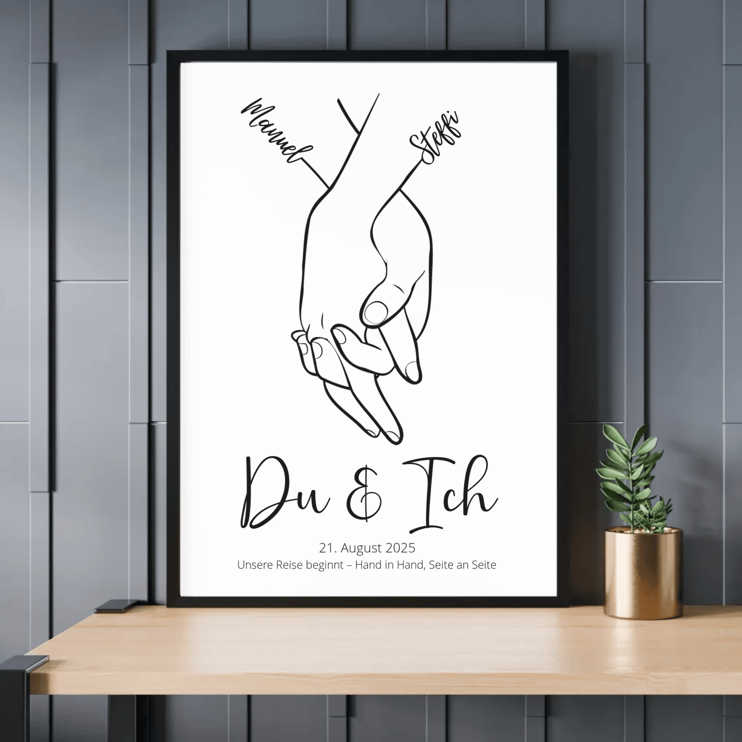 Personalisiertes Hochzeitsposter: Hand in Hand - Du & Ich Little Mathilda Little Mathilda Poster