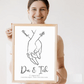 Romantisches Paarposter als Hochzeitsgeschenk – Hand in Hand Motiv mit Namen und Datum personalisiert