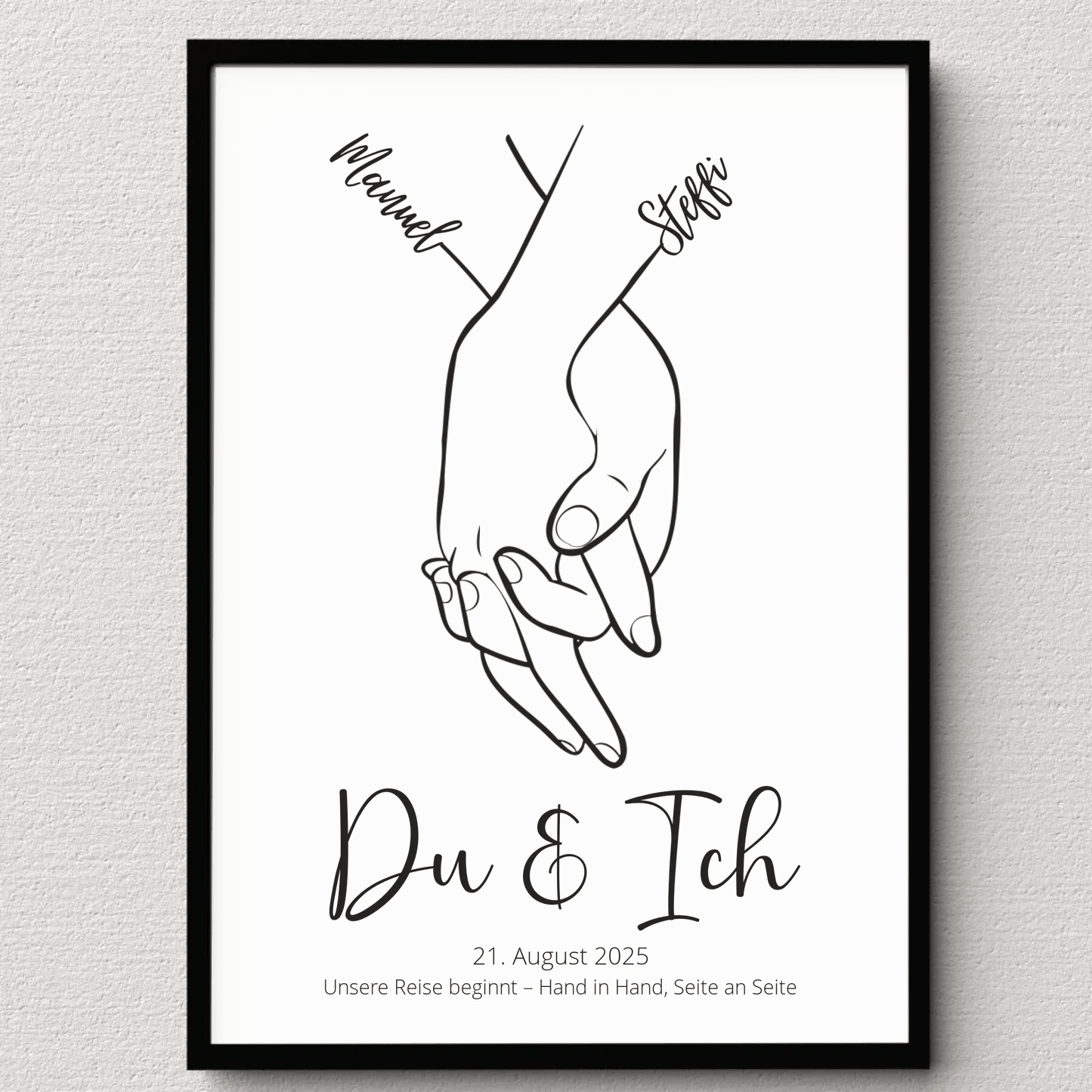 Personalisiertes Hochzeitsposter mit Namen – romantisches Wandbild „Du & Ich“ von Little Mathilda, perfektes Geschenk zur Hochzeit