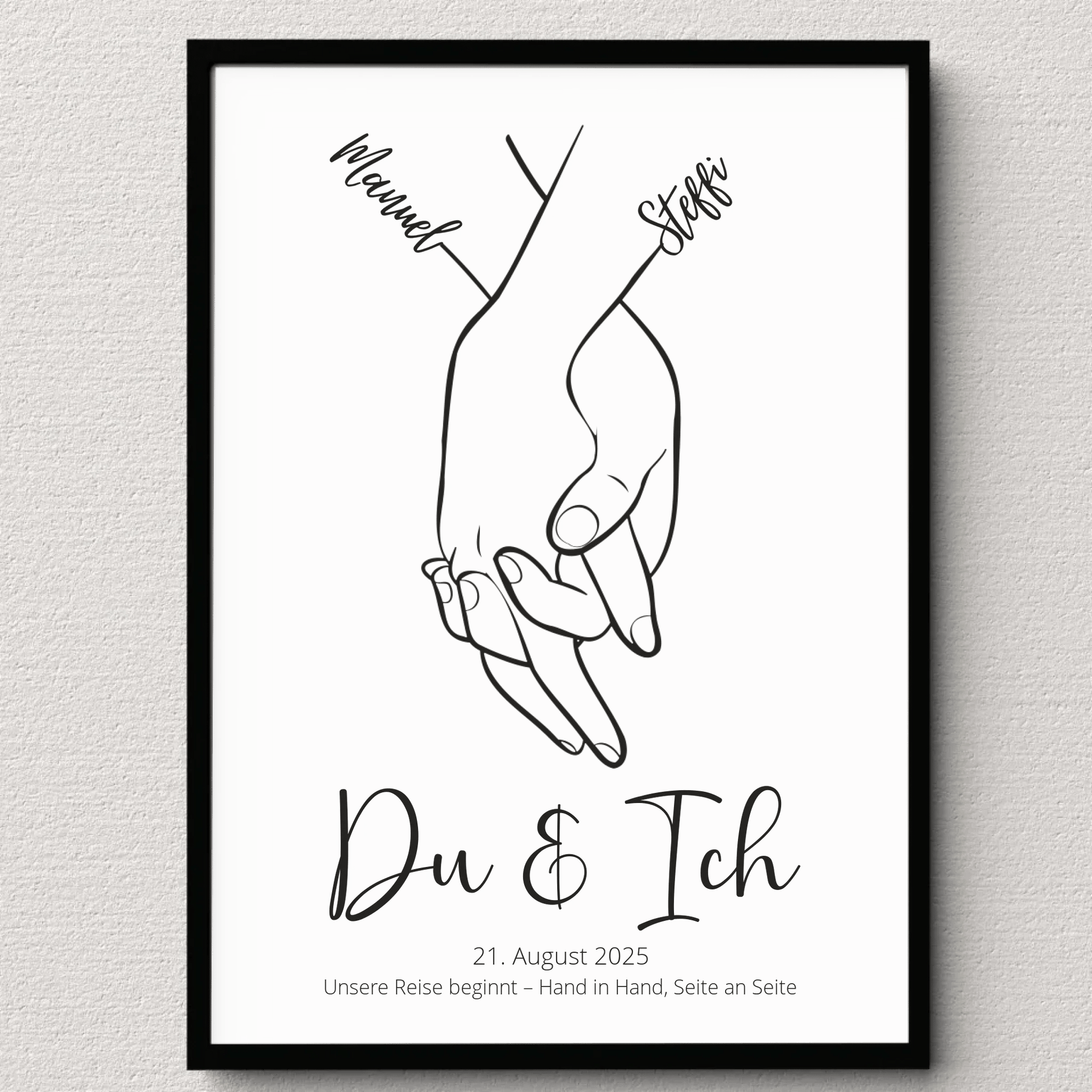 Personalisiertes Hochzeitsposter mit Namen – romantisches Wandbild „Du & Ich“ von Little Mathilda, perfektes Geschenk zur Hochzeit