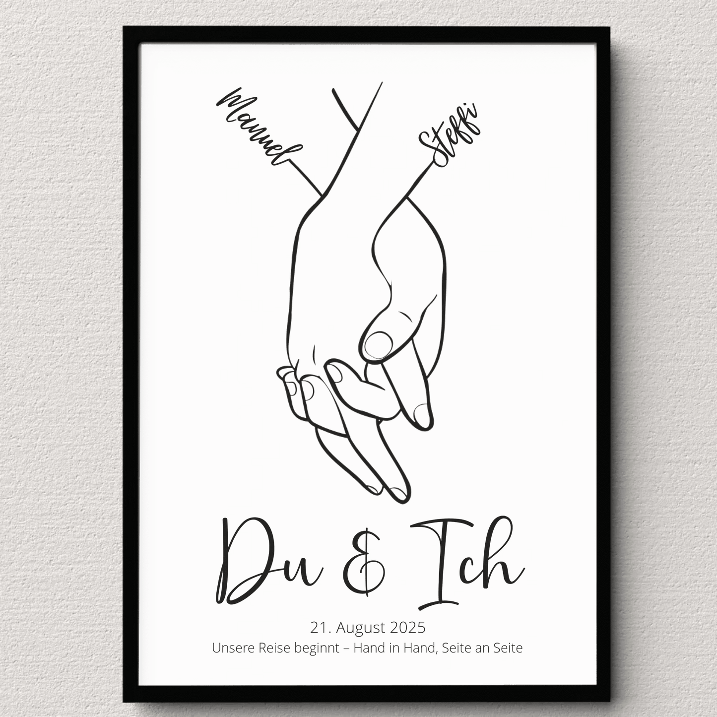 Personalisiertes Hochzeitsposter: Hand in Hand - Du & Ich Little Mathilda Little Mathilda Poster