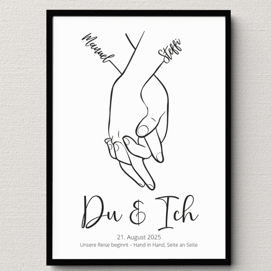 Personalisiertes Hochzeitsposter: Hand in Hand - Du & Ich Little Mathilda Little Mathilda Poster