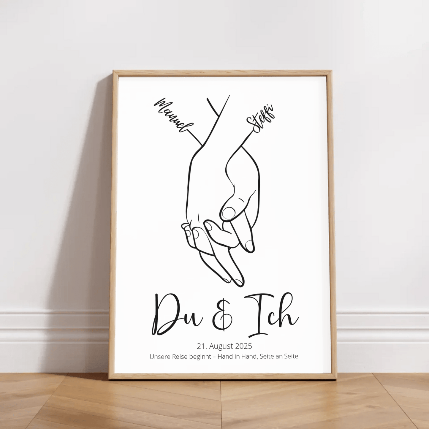 Hochzeitsposter personalisiert mit Namen und Datum – modernes Liebesposter im Line Art Stil von Little Mathilda