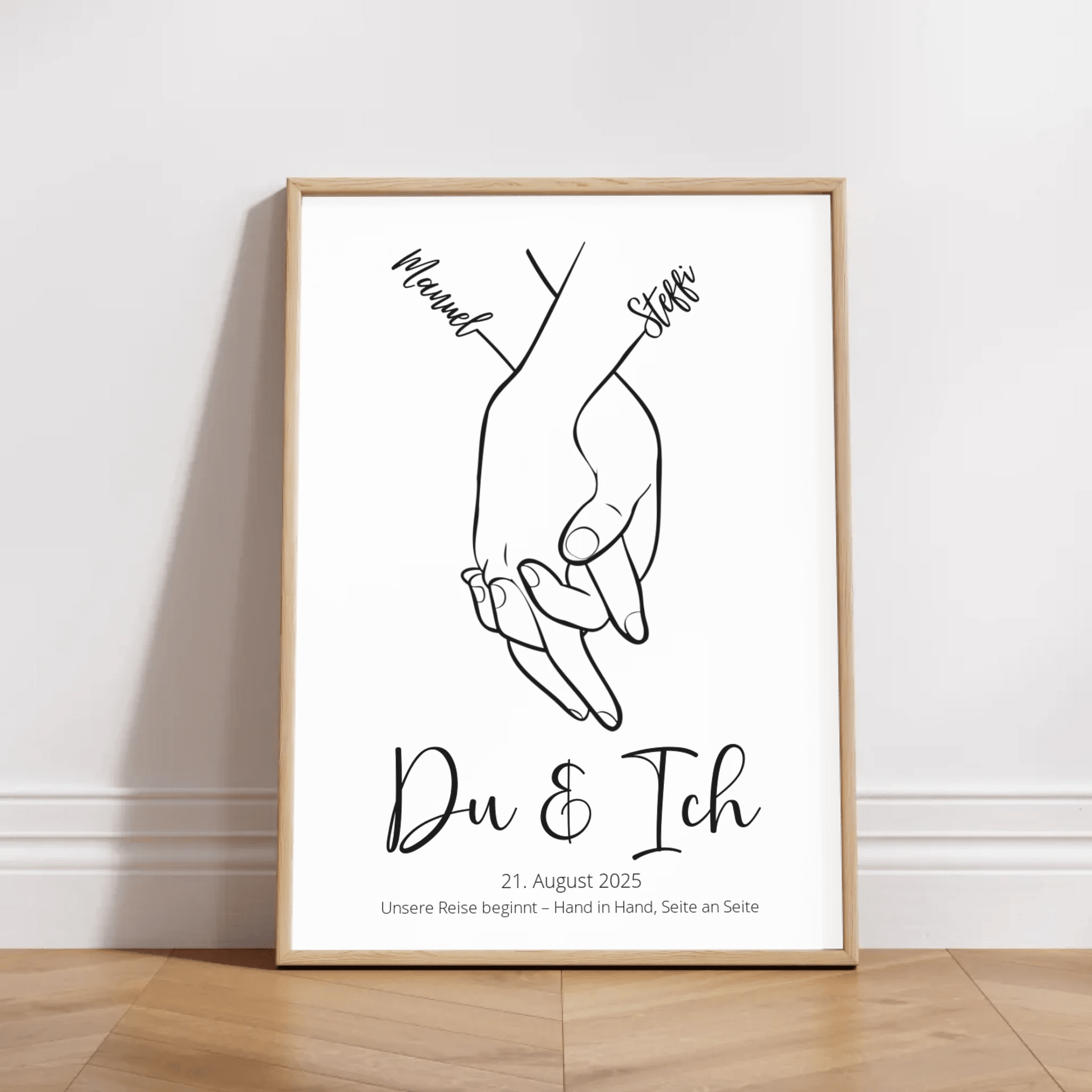 Hochzeitsposter personalisiert mit Namen und Datum – modernes Liebesposter im Line Art Stil von Little Mathilda