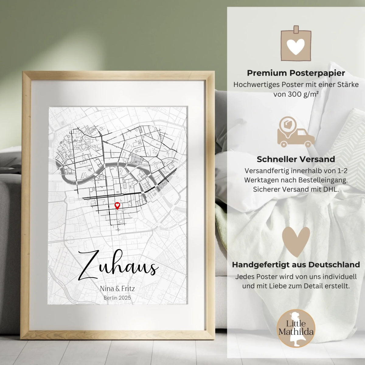 Personalisiertes Kartenposter Herzformat Little Mathilda Little Mathilda Poster