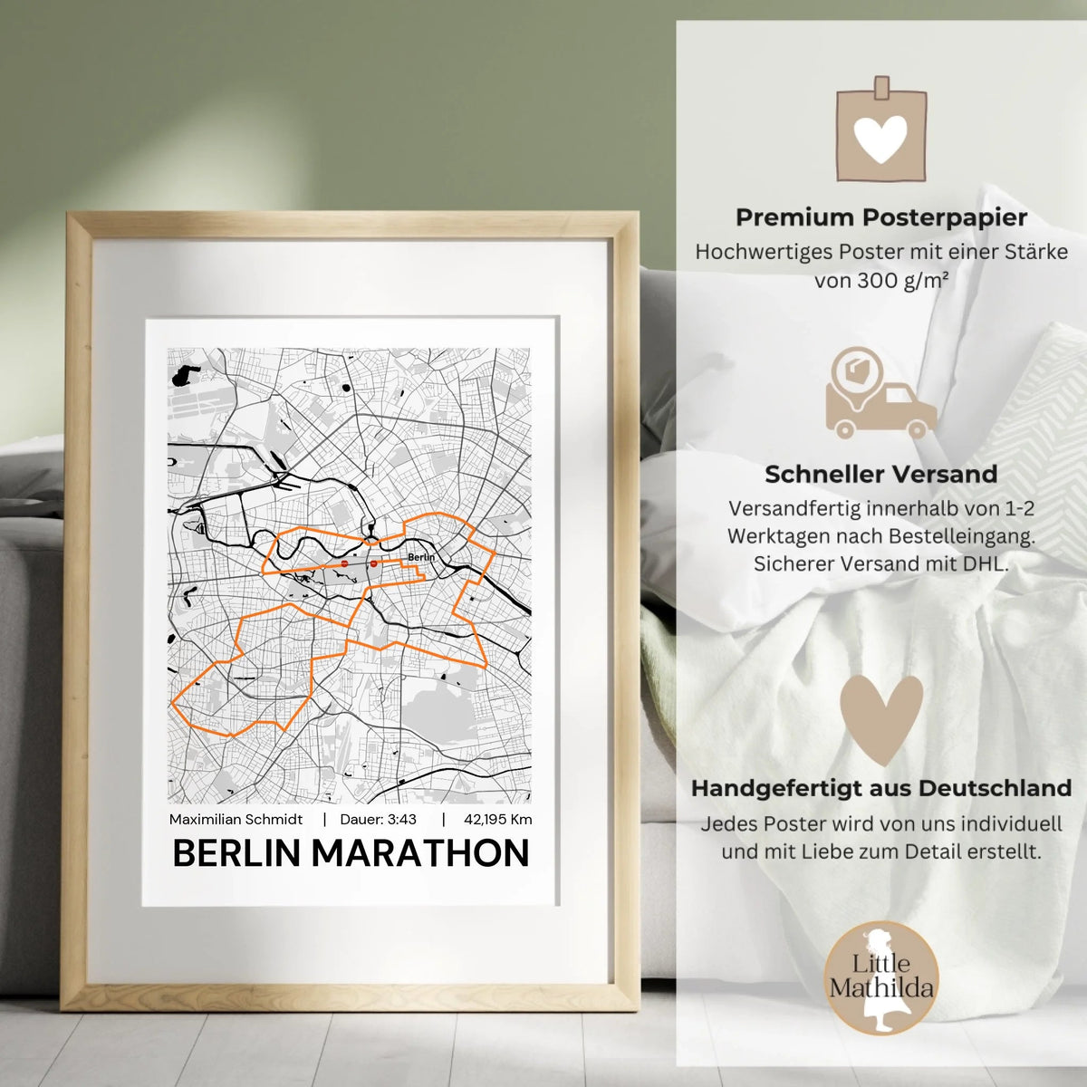 Personalisiertes Marathonposter mit Name & Zeit Little Mathilda Little Mathilda Poster