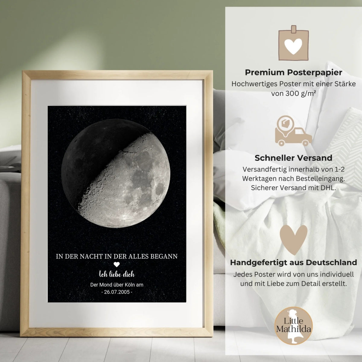 Personalisiertes Mondphasen-Poster – Der Mond in der Nacht, in der alles begann Little Mathilda Little Mathilda Poster
