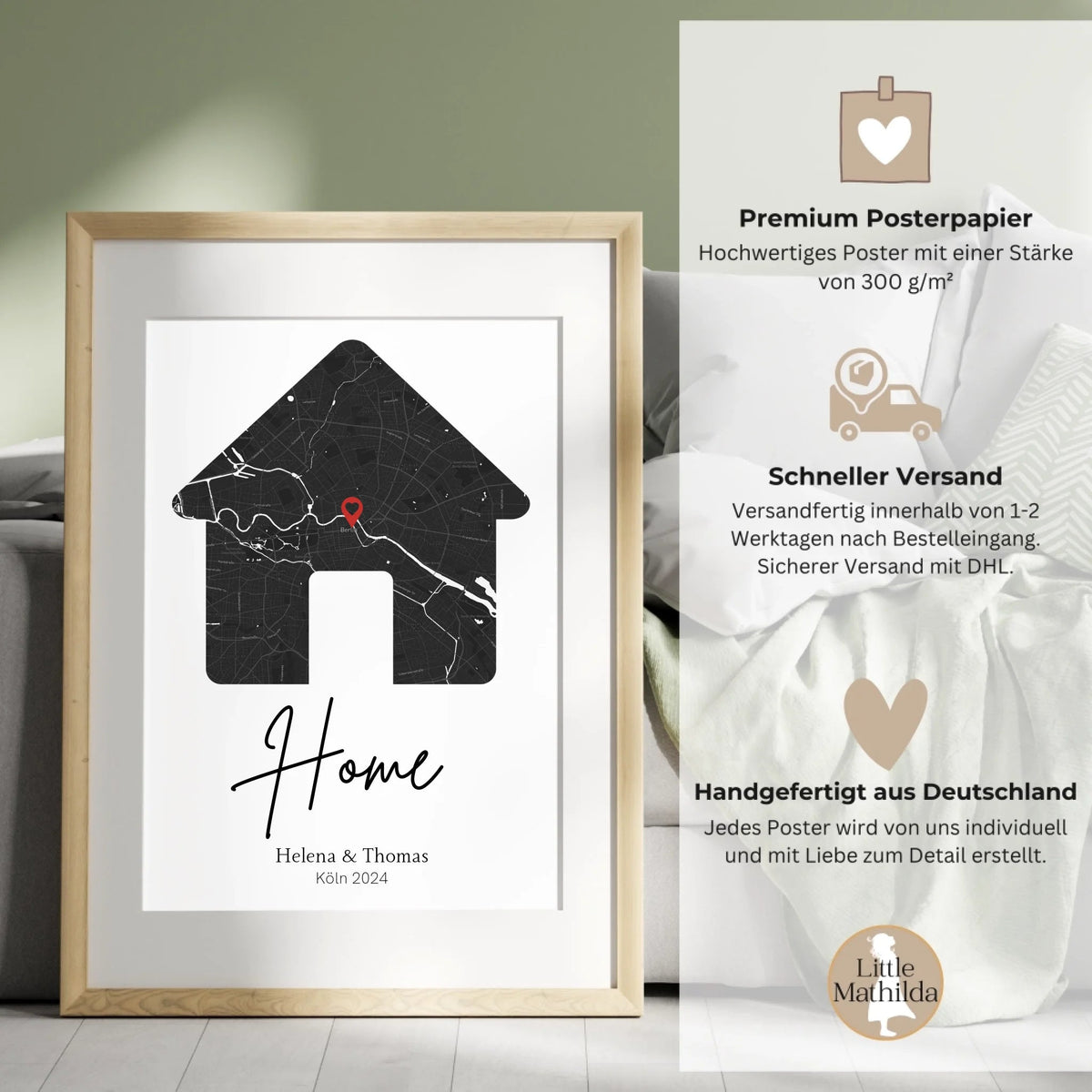 Personalisiertes Poster: Home | Geschenk zum Einzug mit Adresse Little Mathilda Little Mathilda Poster