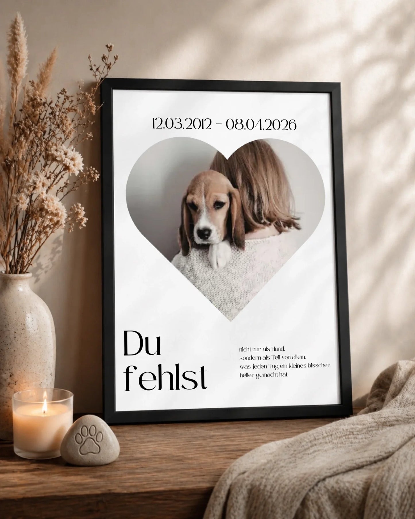 Personalisiertes Poster Hund im Herzdesign - Erinnerung an verstorbenen Hund mit Rahmen Little Mathilda Little Mathilda Poster