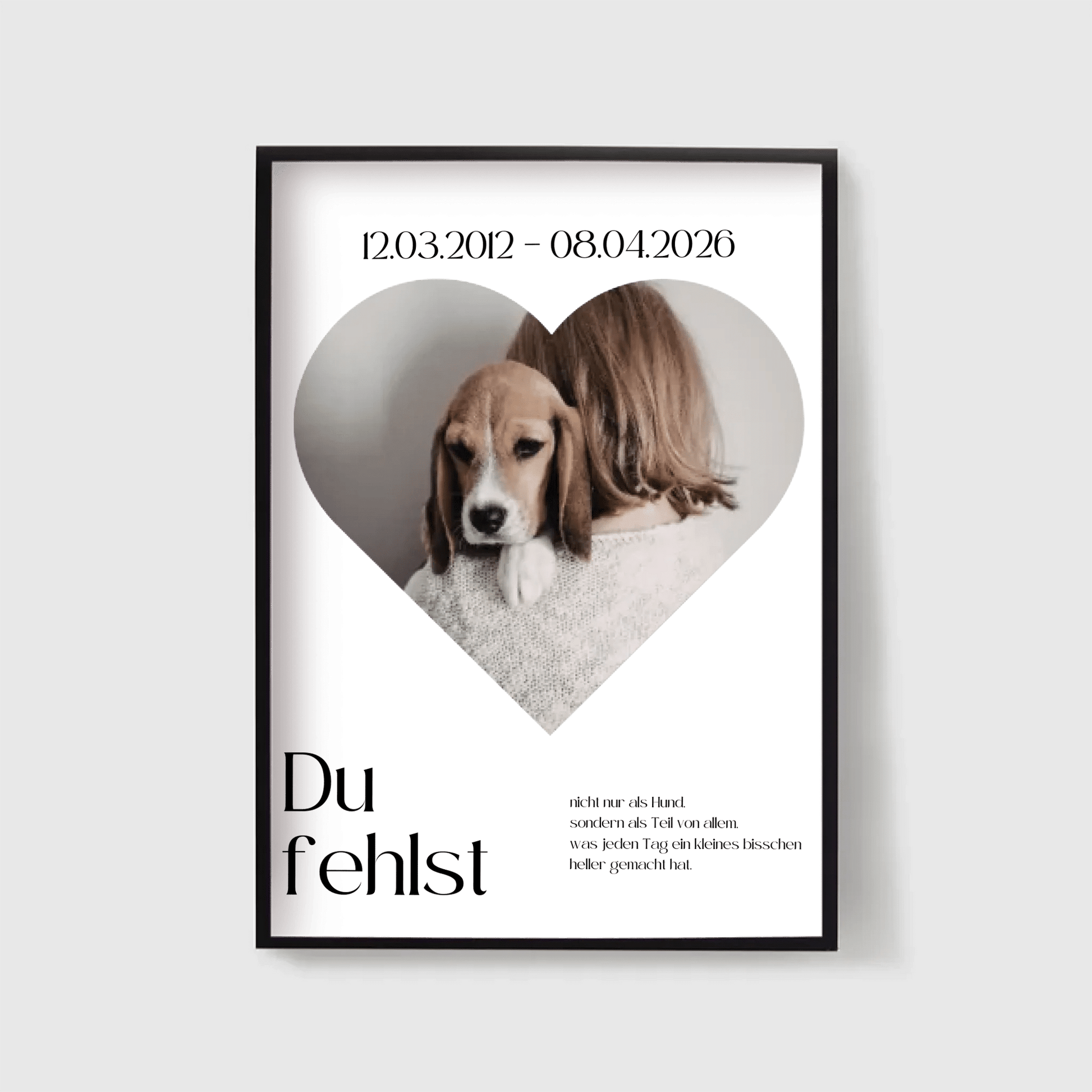 Personalisiertes Poster Hund im Herzdesign - Erinnerung an verstorbenen Hund mit Rahmen Little Mathilda Little Mathilda Poster