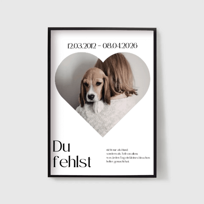Personalisiertes Poster Hund im Herzdesign - Erinnerung an verstorbenen Hund mit Rahmen Little Mathilda Little Mathilda Poster