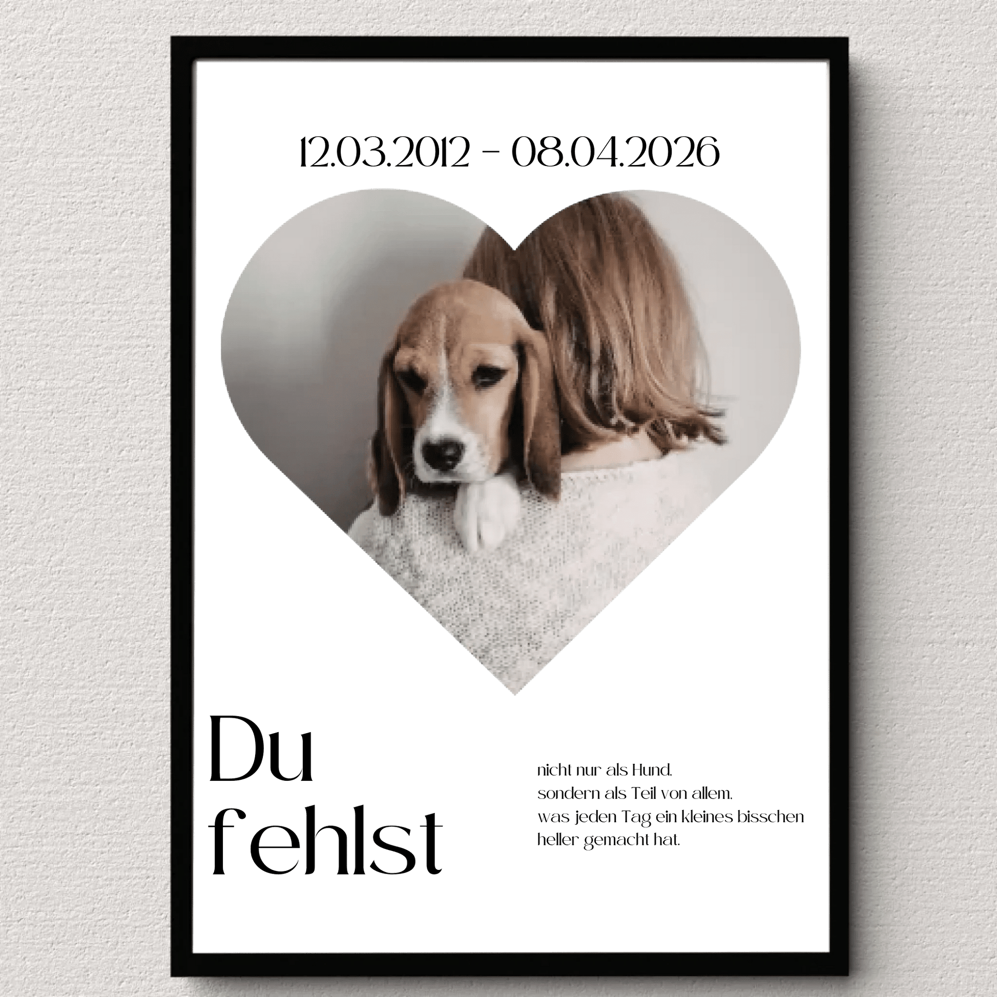 Personalisiertes Poster Hund im Herzdesign - Erinnerung an verstorbenen Hund mit Rahmen Little Mathilda Little Mathilda Poster