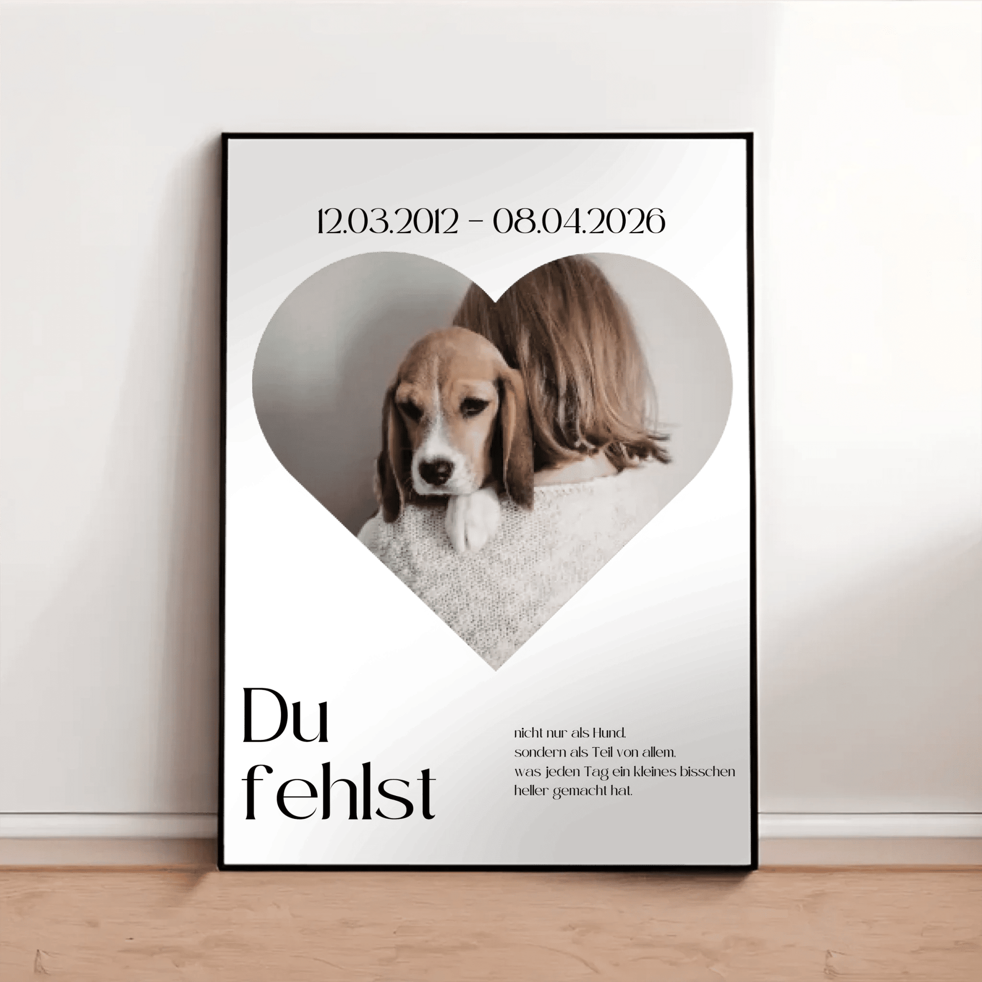Personalisiertes Poster Hund im Herzdesign - Erinnerung an verstorbenen Hund mit Rahmen Little Mathilda Little Mathilda Poster