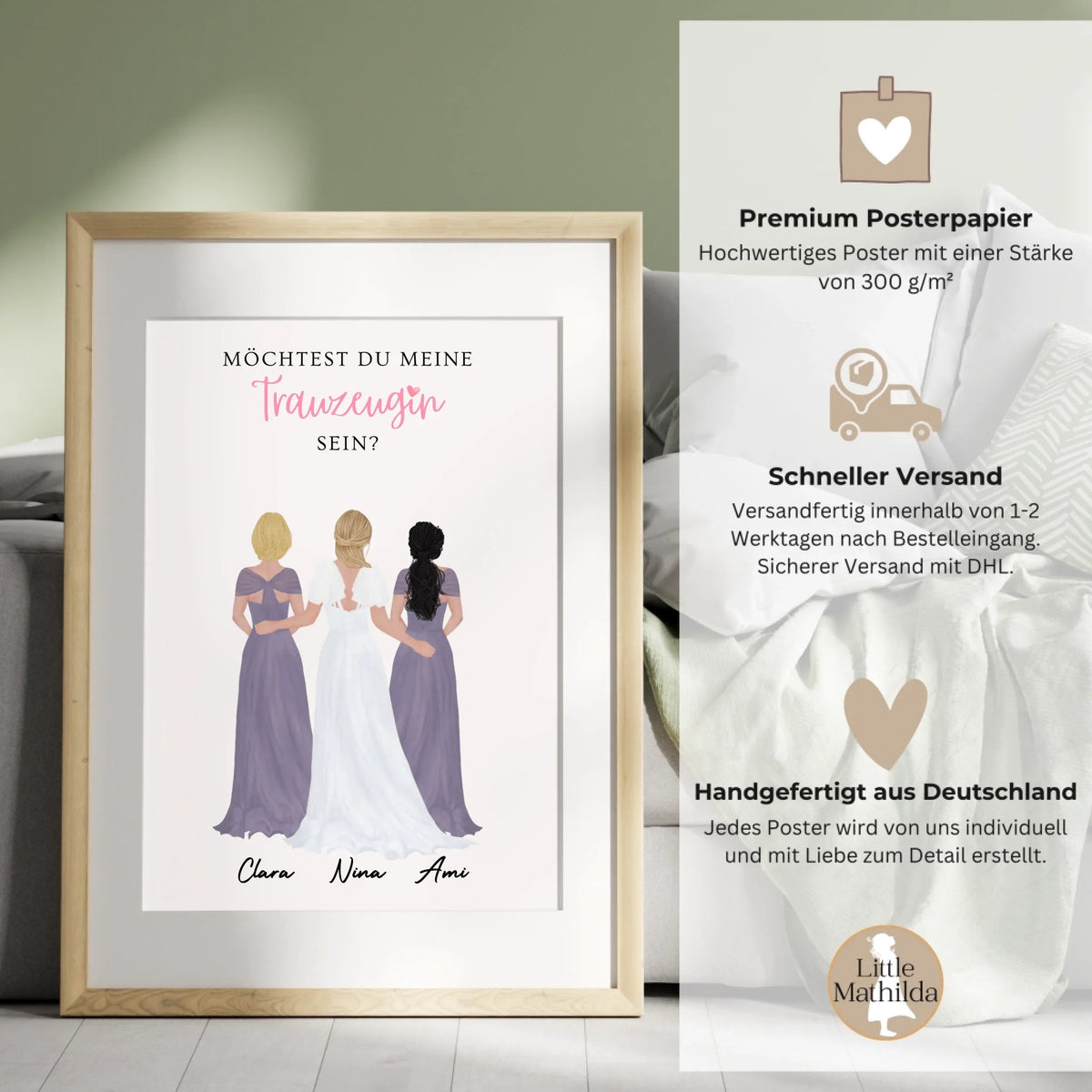 Personalisiertes Poster: Trauzeugin fragen Little Mathilda Little Mathilda Poster