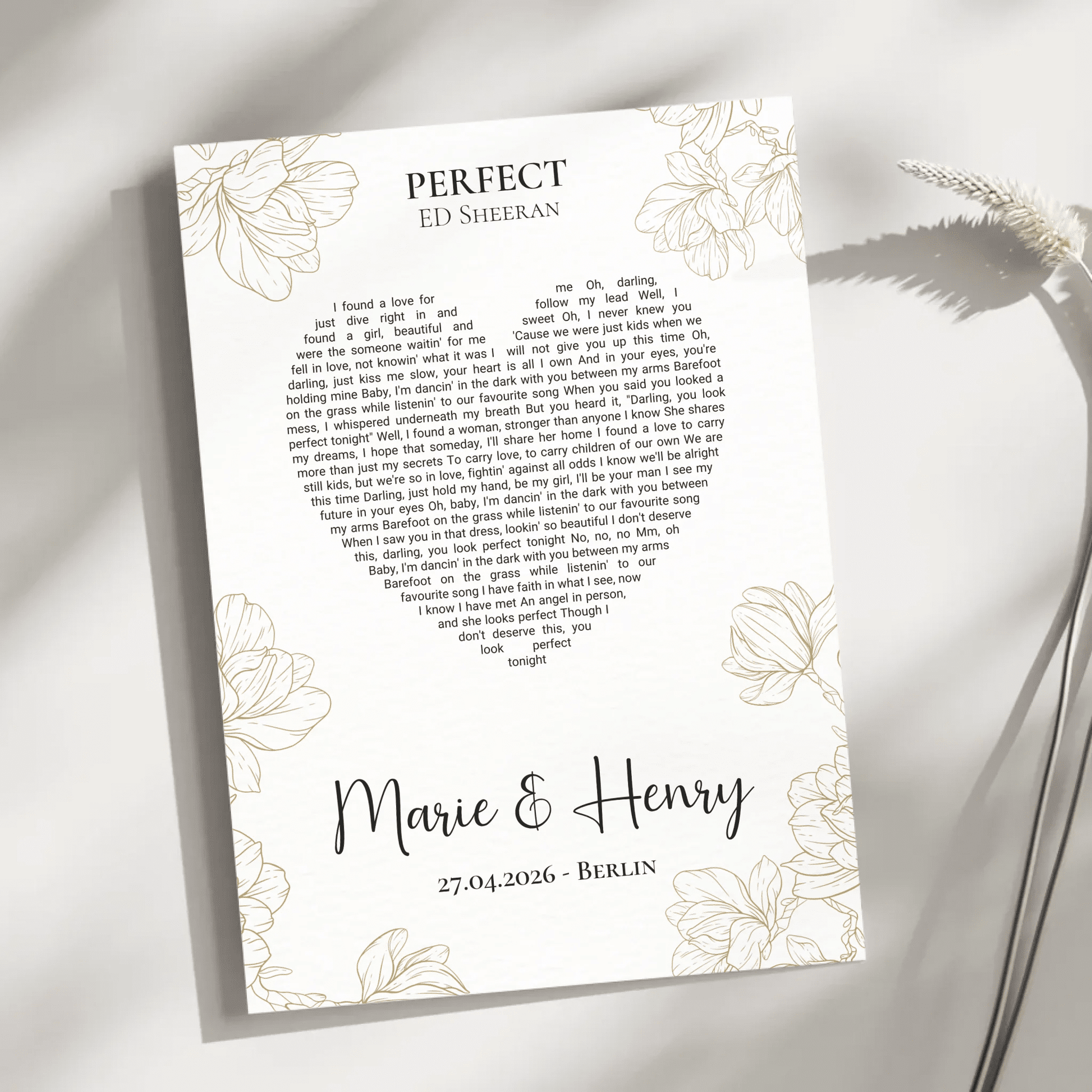 Personalisiertes Songtext Poster mit Namen, Wunschsong und Untertitel Little Mathilda Little Mathilda Poster