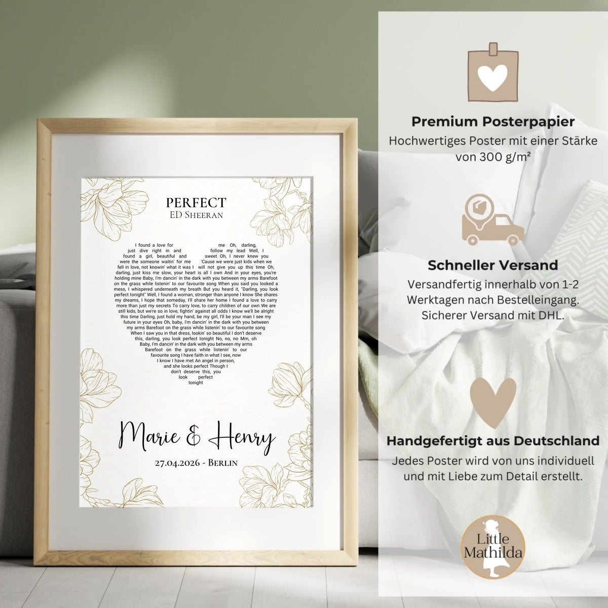 Personalisiertes Songtext Poster mit Namen, Wunschsong und Untertitel Little Mathilda Little Mathilda Poster