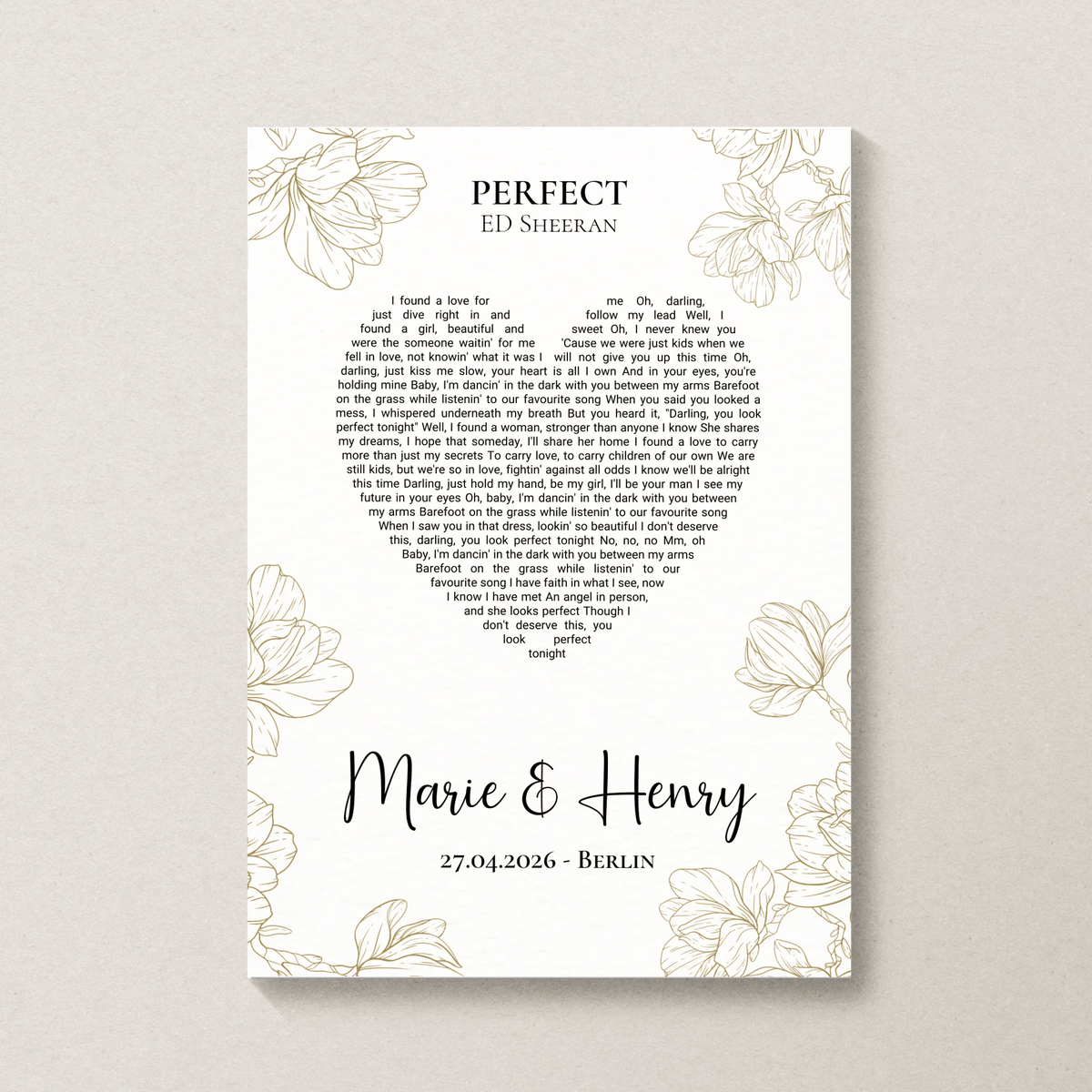 Personalisiertes Songtext Poster mit Namen, Wunschsong und Untertitel Little Mathilda Little Mathilda Poster