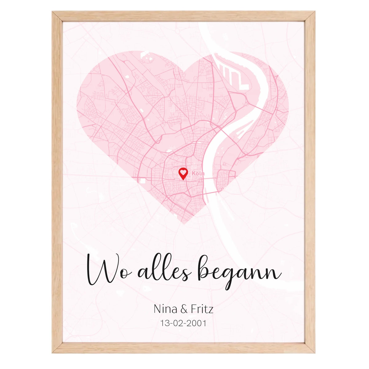 Stadtkartenposter in Herzform „Wo alles begann“ – Rosa Karte mit Namen & Datum | Geschenk zum Jahrestag Little Mathilda Little Mathilda Poster