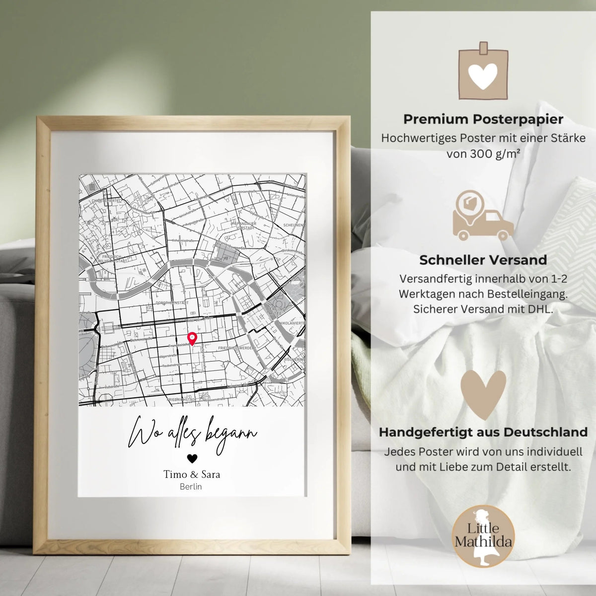 Wo alles begann - Personalisiertes Stadtkartenposter Little Mathilda Little Mathilda Poster
